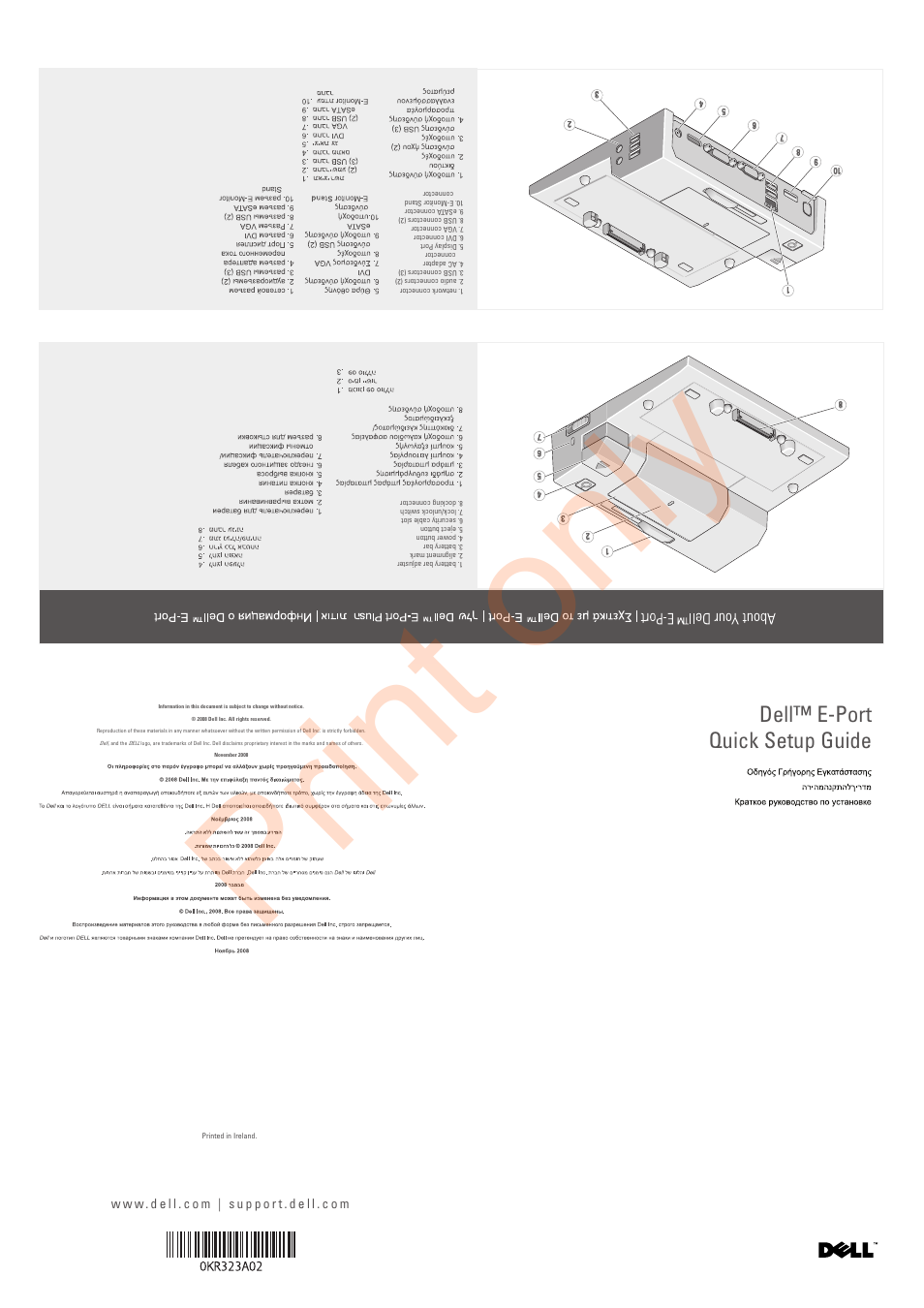 Print only, Dell™ e-port quick setup guide | Dell E-Port User Manual | Page 2 / 2