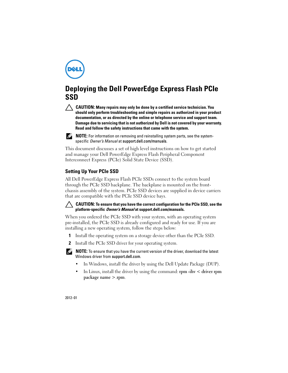 Dell PowerEdge Express Flash PCIe SSD User Manual | 38 pages