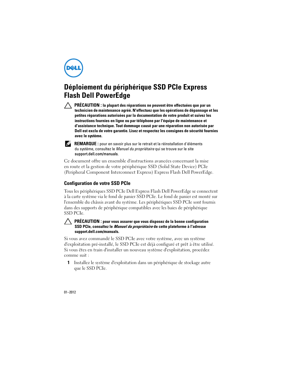 Configuration de votre ssd pcie | Dell PowerEdge Express Flash PCIe SSD User Manual | Page 13 / 38