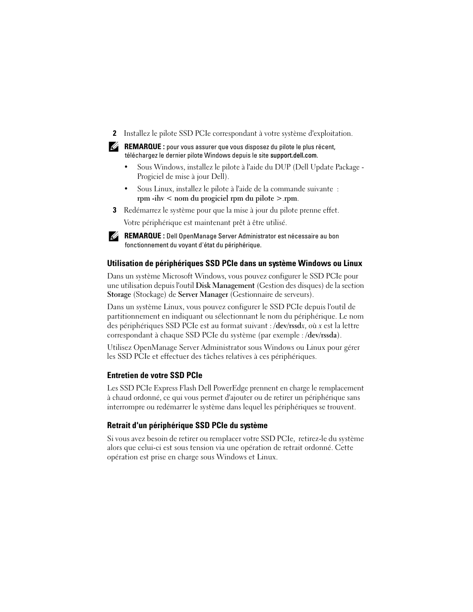 Entretien de votre ssd pcie, Retrait d'un périphérique ssd pcie du système | Dell PowerEdge Express Flash PCIe SSD User Manual | Page 14 / 38