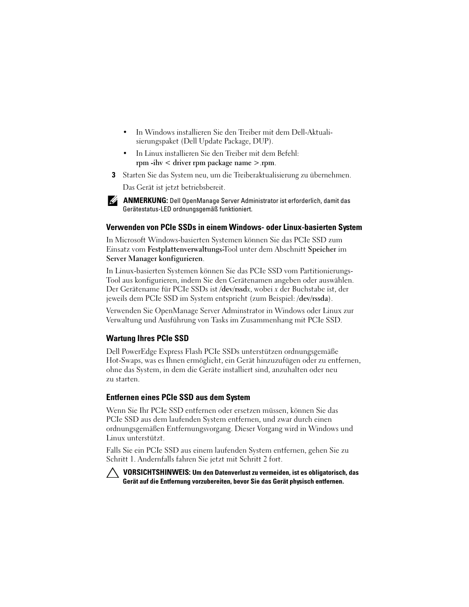 Wartung ihres pcie ssd, Entfernen eines pcie ssd aus dem system | Dell PowerEdge Express Flash PCIe SSD User Manual | Page 20 / 38