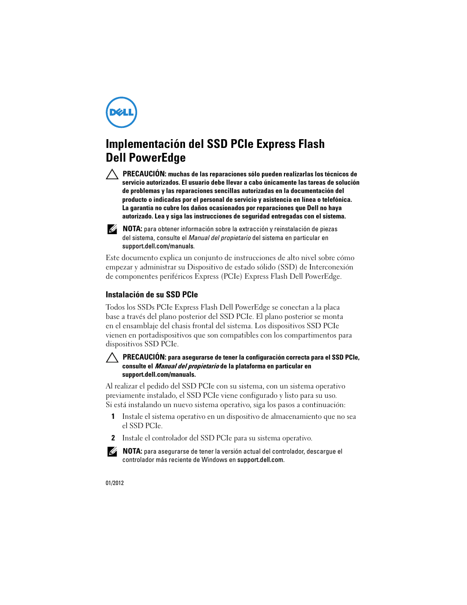 Instalación de su ssd pcie | Dell PowerEdge Express Flash PCIe SSD User Manual | Page 35 / 38