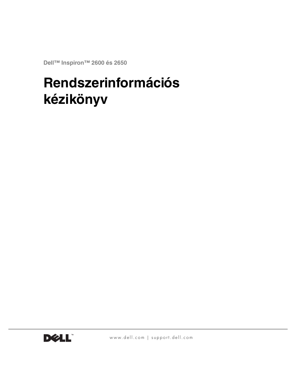 Rendszerinformációs kézikönyv | Dell Inspiron 2650 User Manual | Page 49 / 168