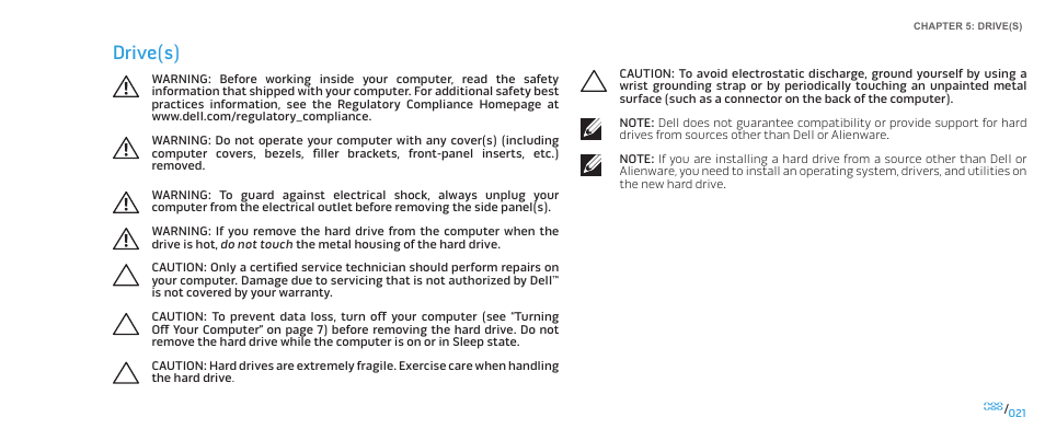 Drive(s) | Dell Alienware Aurora-R2 User Manual | Page 21 / 117