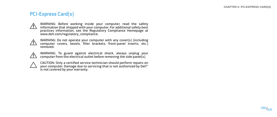Pci-express card(s) | Dell Alienware Aurora-R2 User Manual | Page 31 / 117