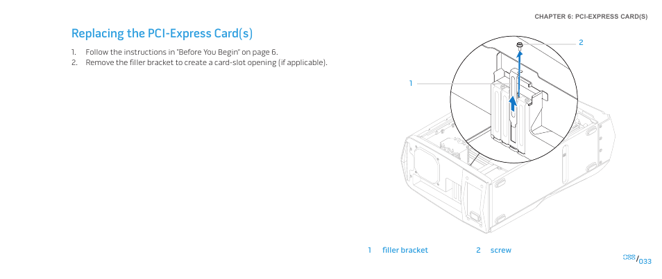 Replacing the pci-express card(s) | Dell Alienware Aurora-R2 User Manual | Page 33 / 117