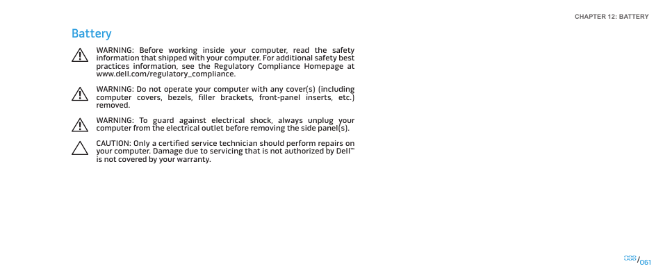 Battery | Dell Alienware Aurora-R2 User Manual | Page 61 / 117