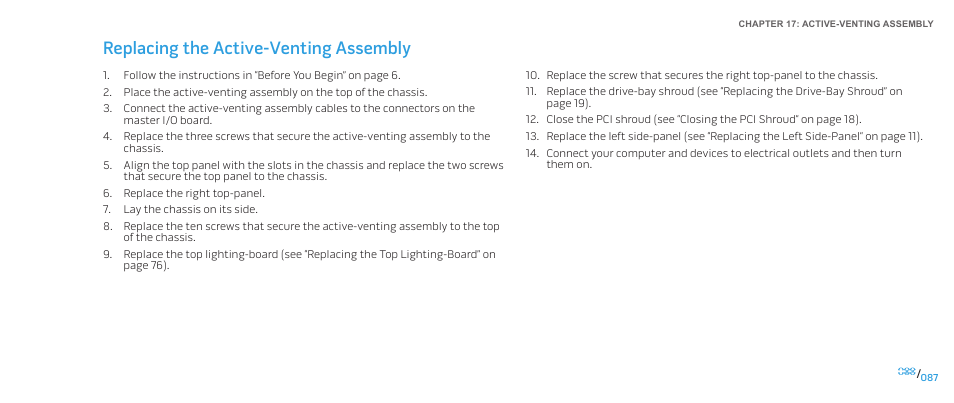 Replacing the active-venting assembly | Dell Alienware Aurora-R2 User Manual | Page 87 / 117