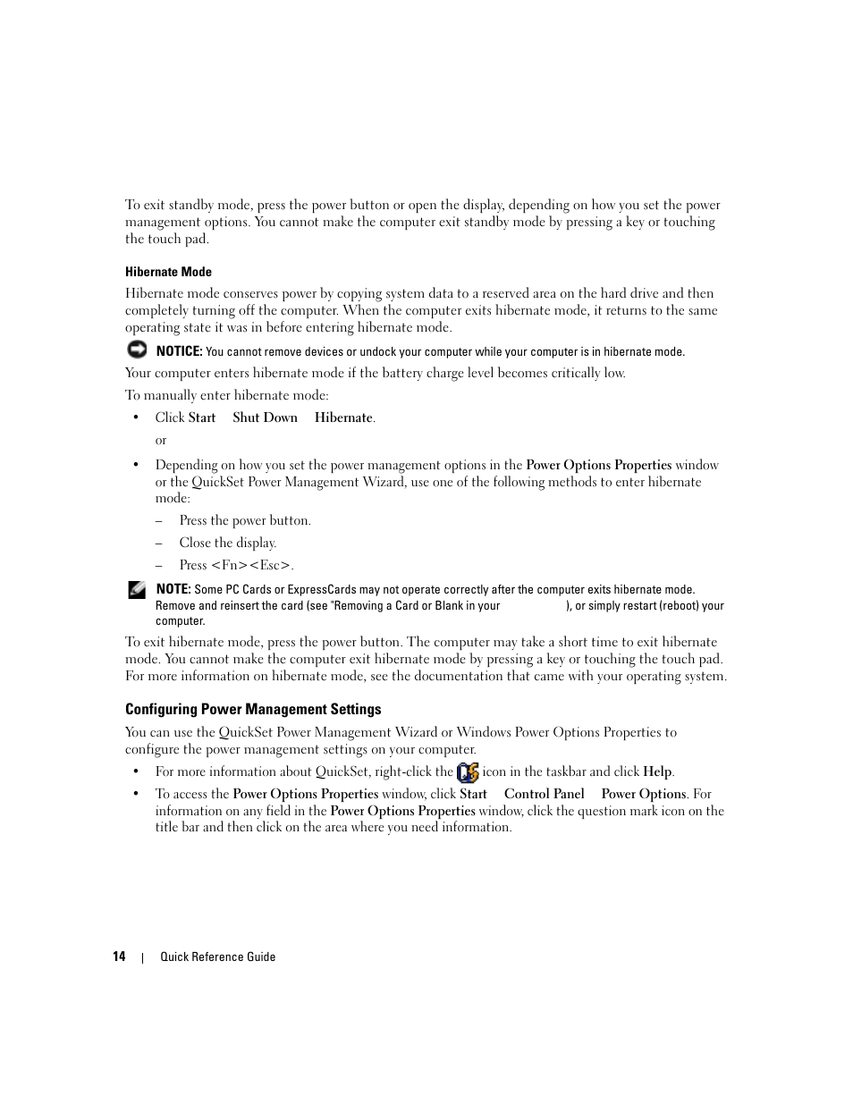 Configuring power management settings | Dell Latitude 120L User Manual | Page 14 / 190