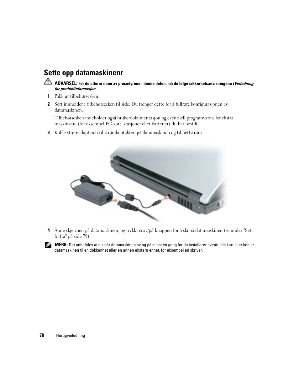 Sette opp datamaskinenr | Dell Latitude 120L User Manual | Page 78 / 190