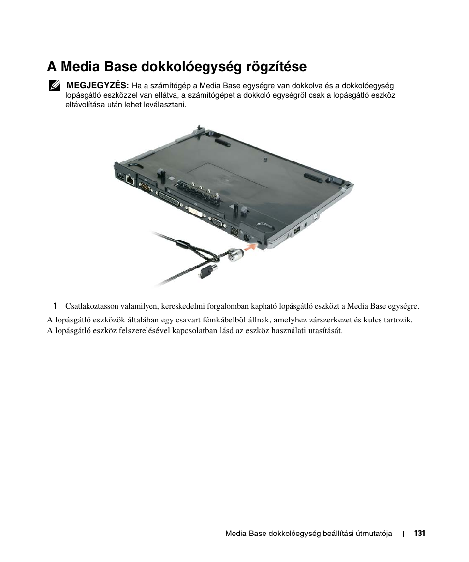 A media base dokkolóegység rögzítése | Dell Latitude D420 User Manual | Page 133 / 250