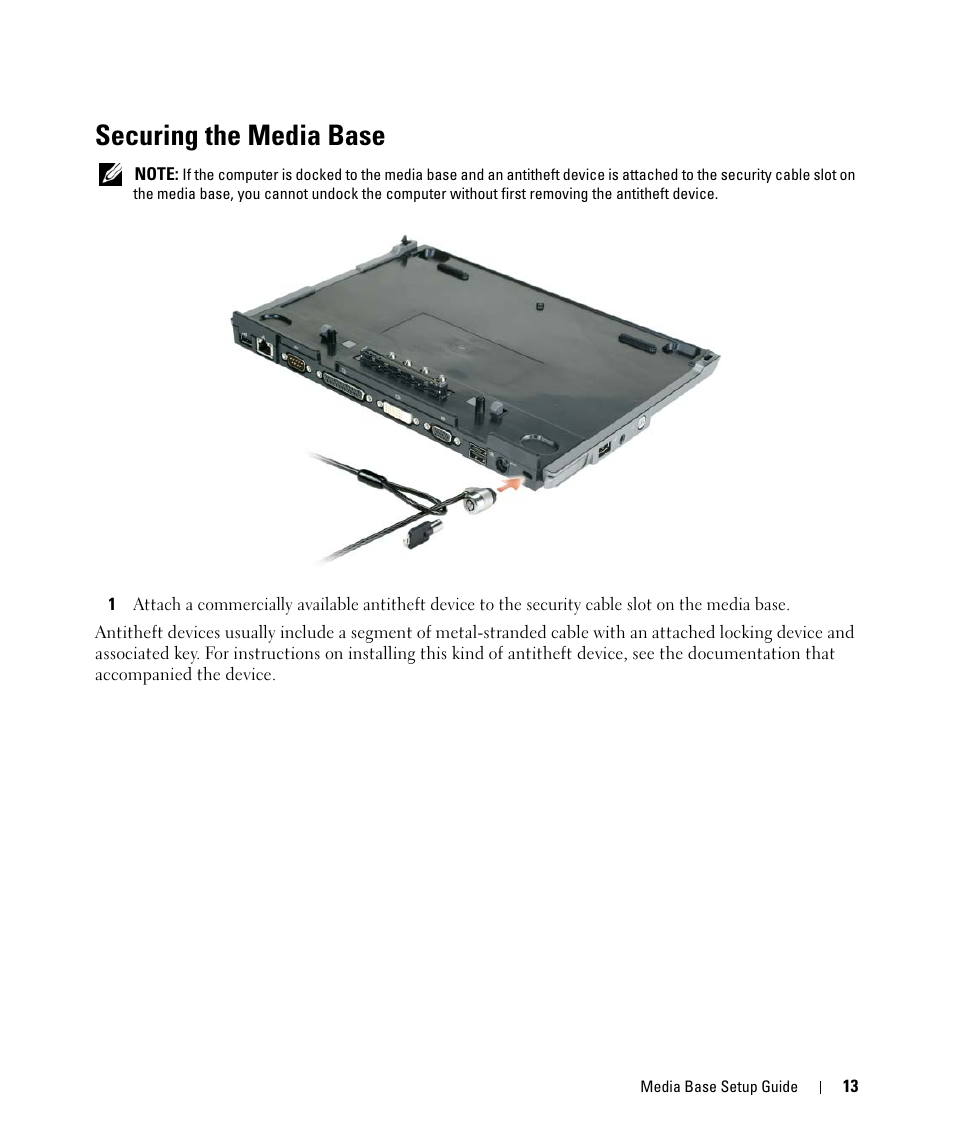 Securing the media base | Dell Latitude D420 User Manual | Page 15 / 250