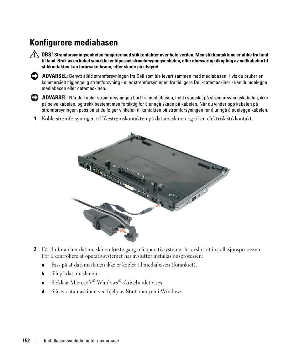 Konfigurere mediabasen | Dell Latitude D420 User Manual | Page 154 / 250
