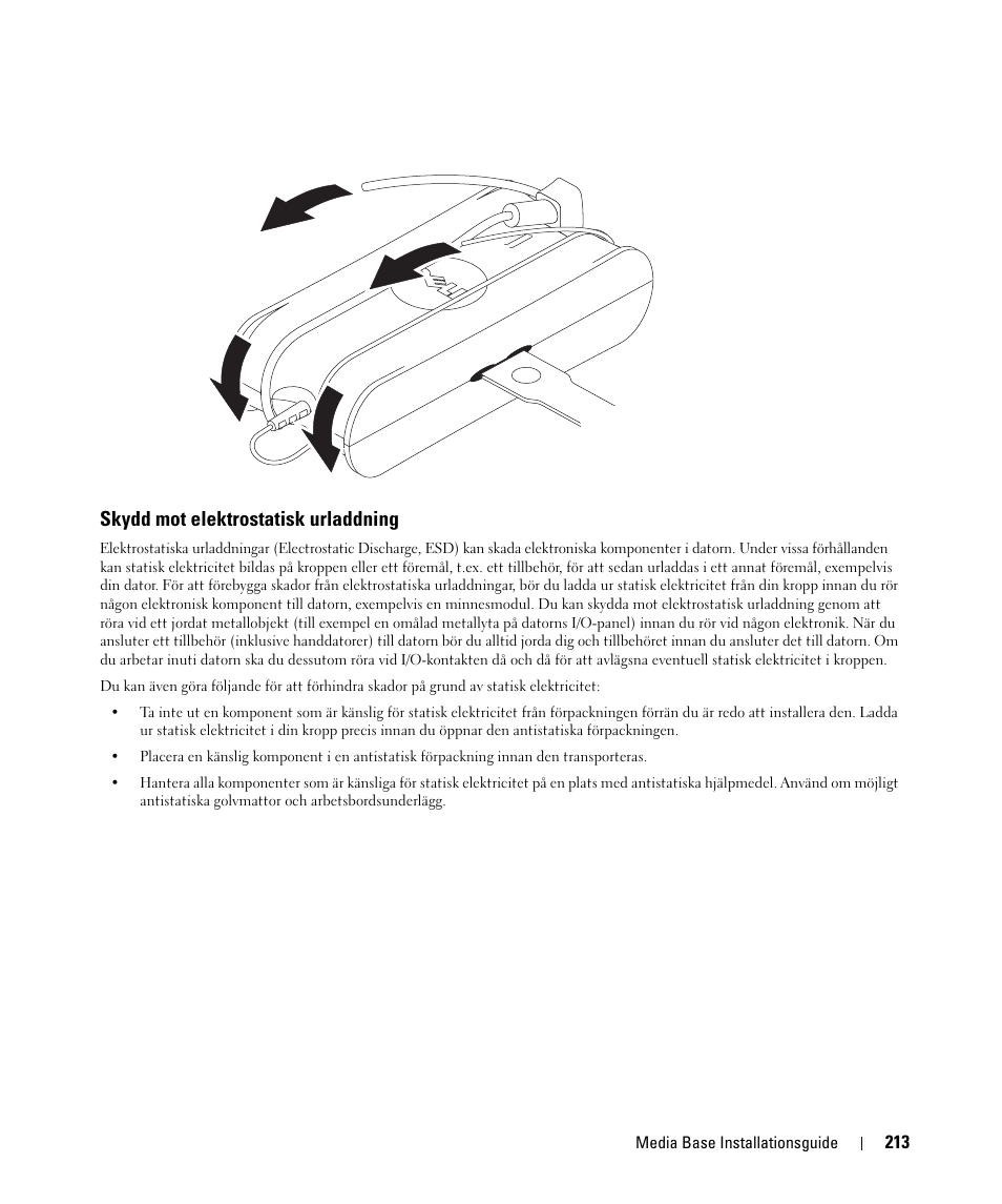 Skydd mot elektrostatisk urladdning | Dell Latitude D420 User Manual | Page 215 / 250