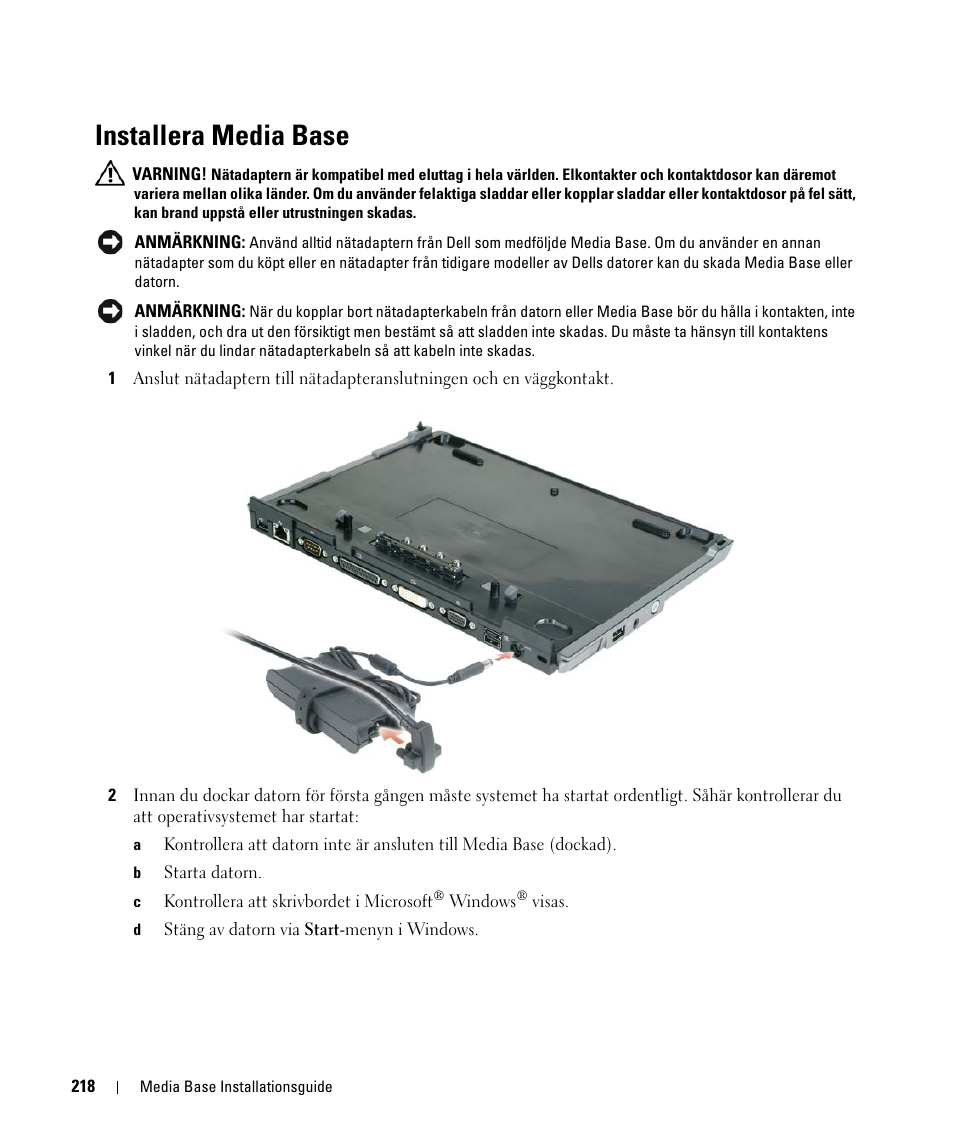 Installera media base | Dell Latitude D420 User Manual | Page 220 / 250