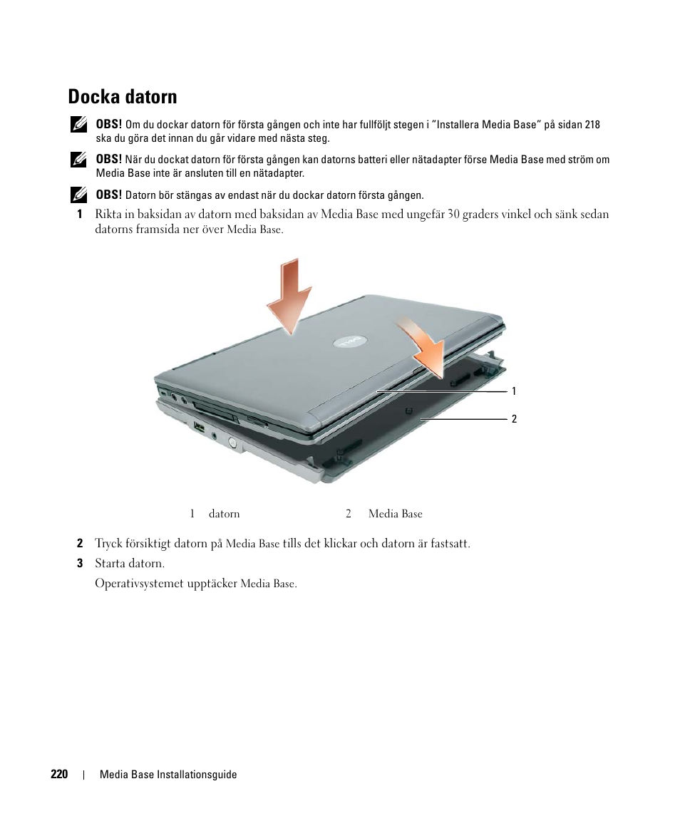 Docka datorn | Dell Latitude D420 User Manual | Page 222 / 250