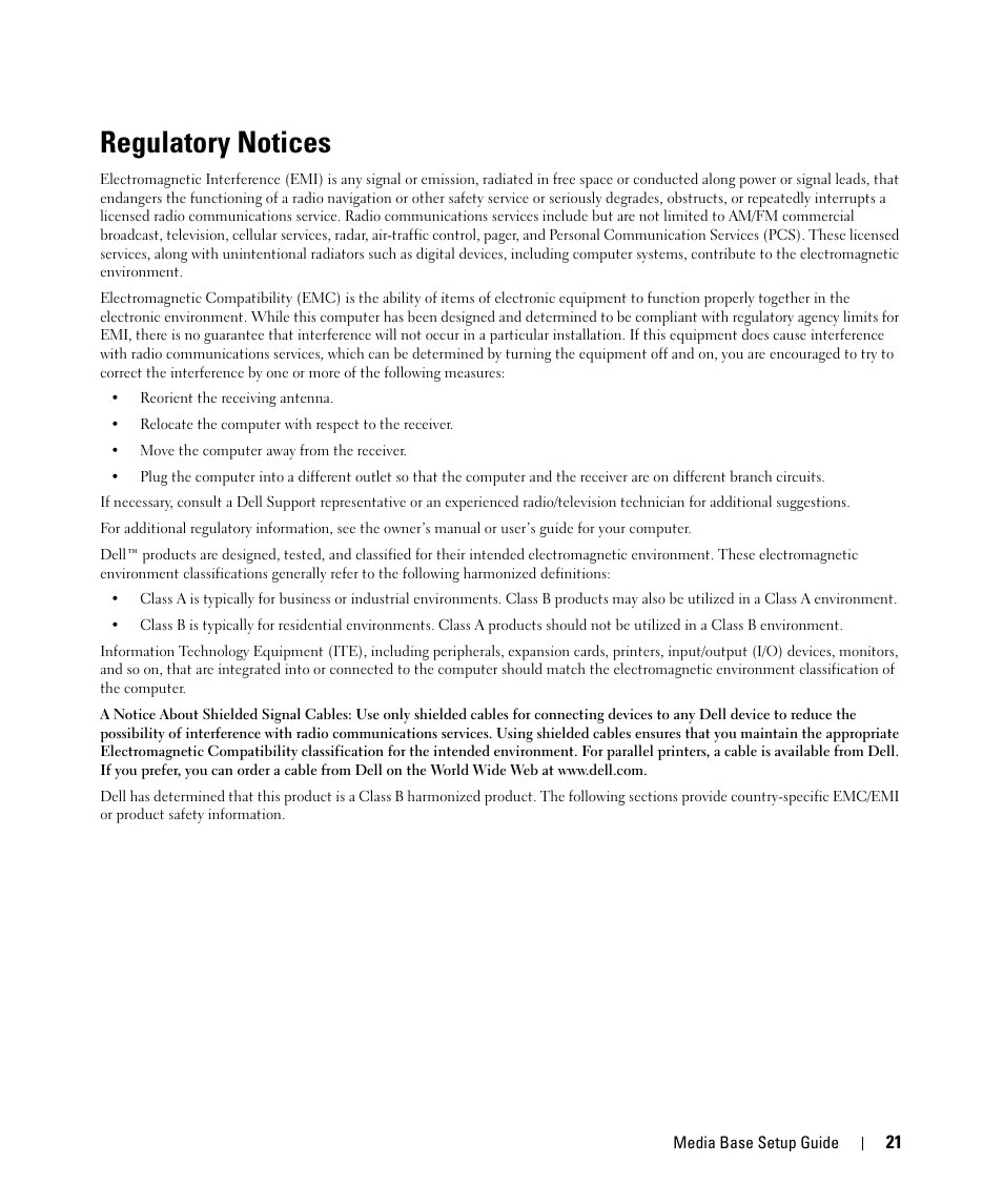 Regulatory notices | Dell Latitude D420 User Manual | Page 23 / 250