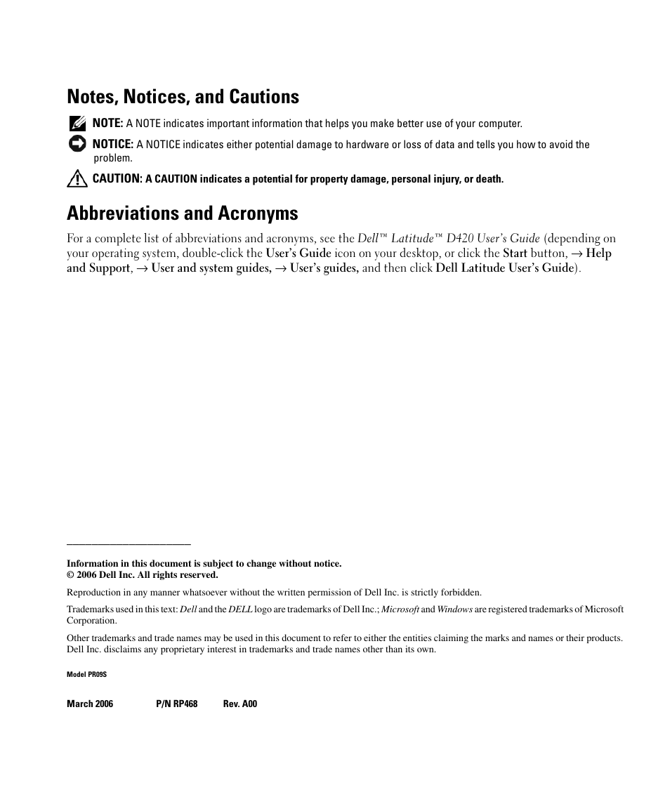 Abbreviations and acronyms | Dell Latitude D420 User Manual | Page 4 / 250