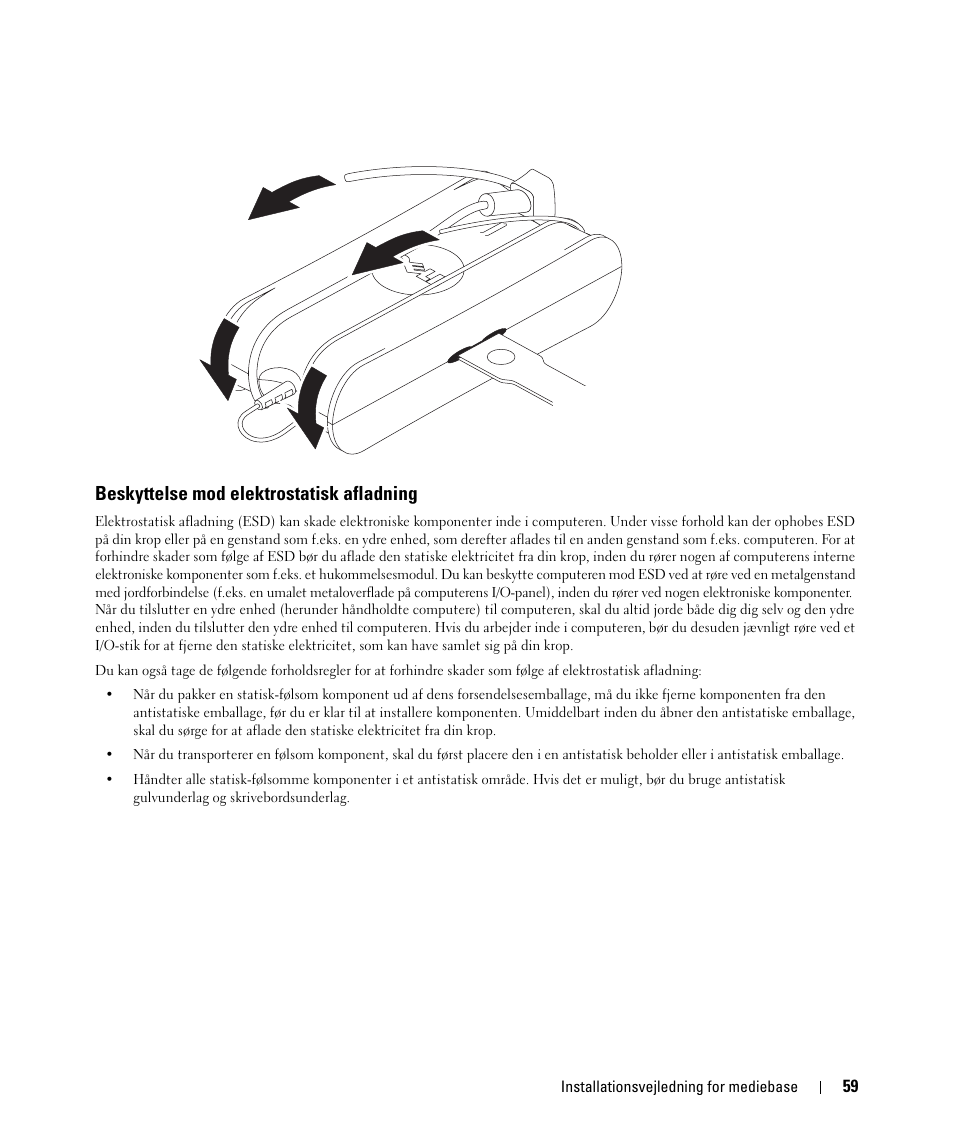 Beskyttelse mod elektrostatisk afladning | Dell Latitude D420 User Manual | Page 61 / 250