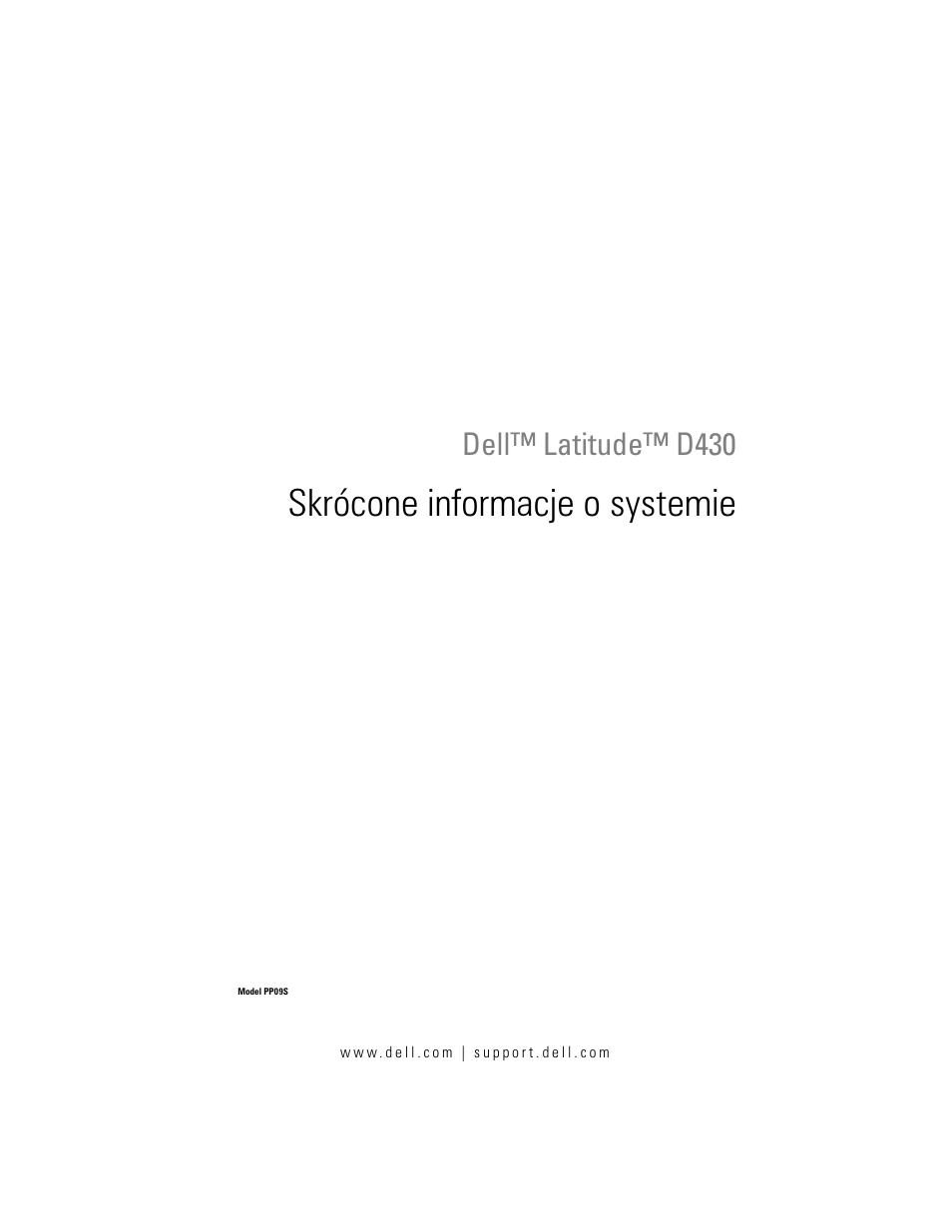 Skrócone informacje o systemie, Dell™ latitude™ d430 | Dell Latitude D430 User Manual | Page 153 / 244