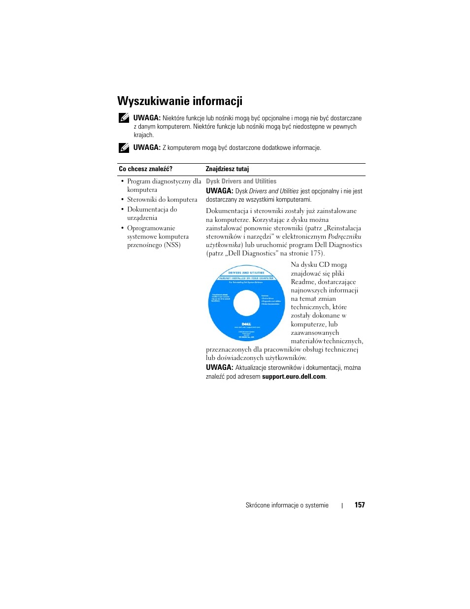 Wyszukiwanie informacji | Dell Latitude D430 User Manual | Page 157 / 244