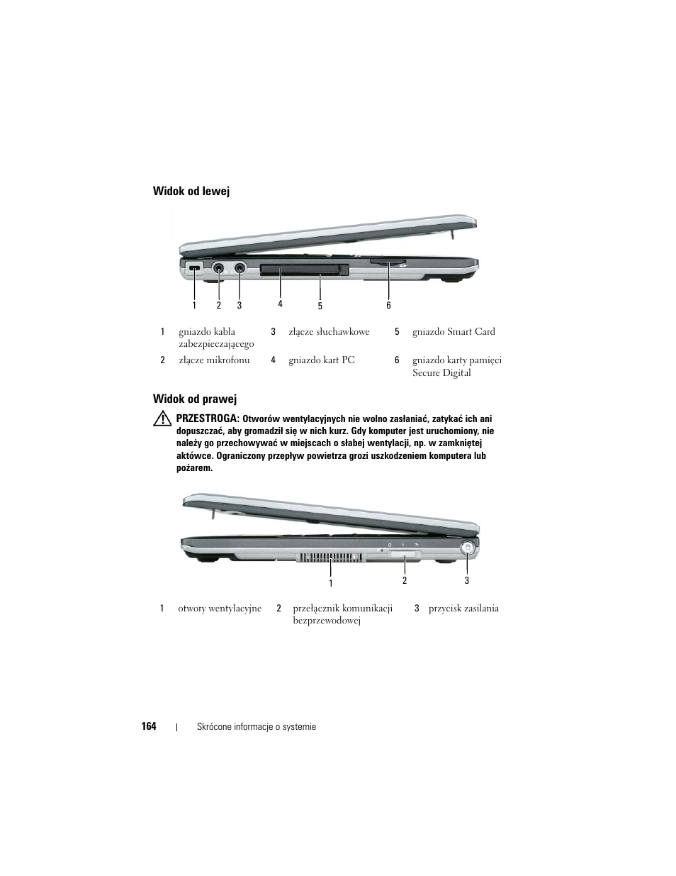 Widok od lewej, Widok od prawej | Dell Latitude D430 User Manual | Page 164 / 244