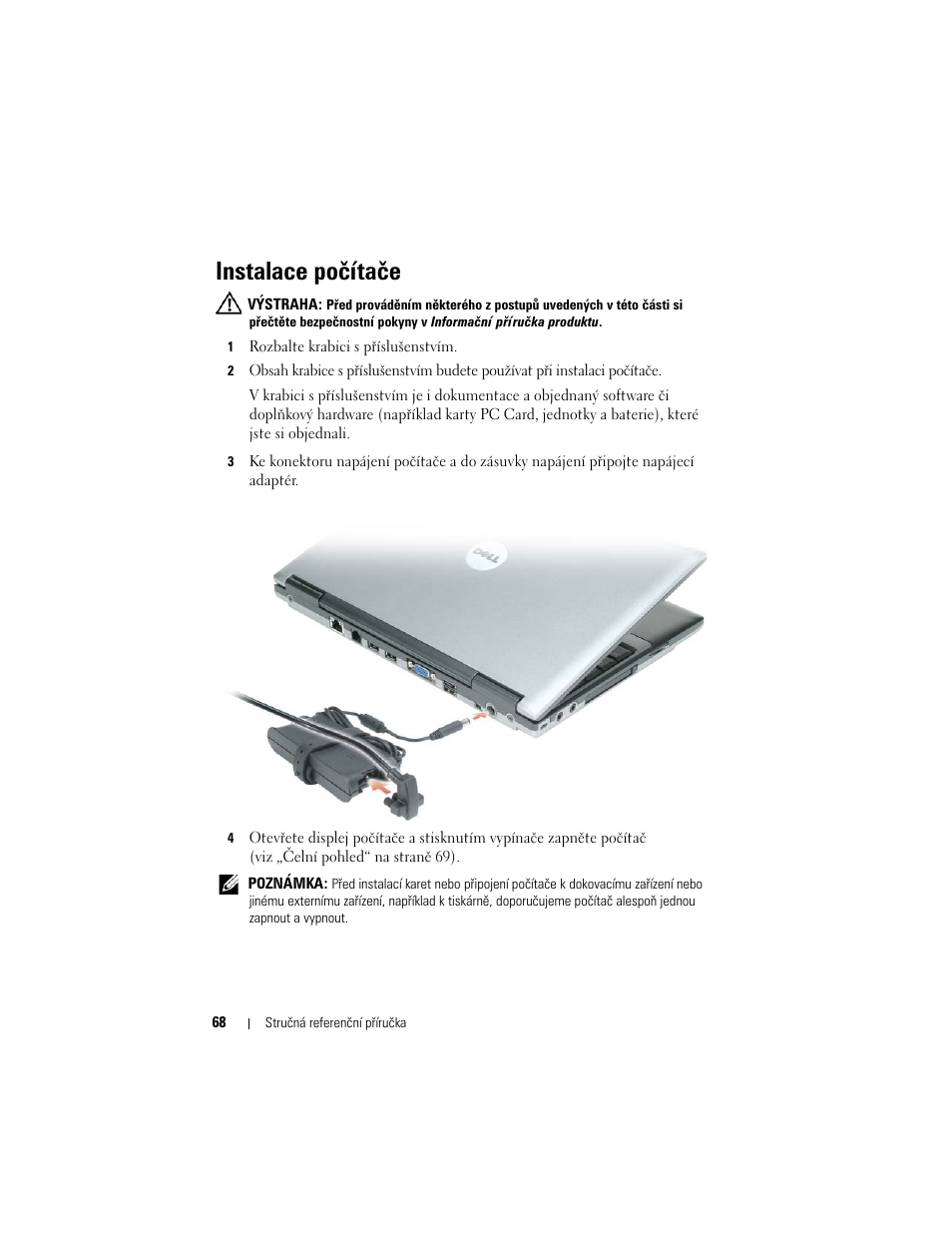 Instalace počítače | Dell Latitude D430 User Manual | Page 68 / 244