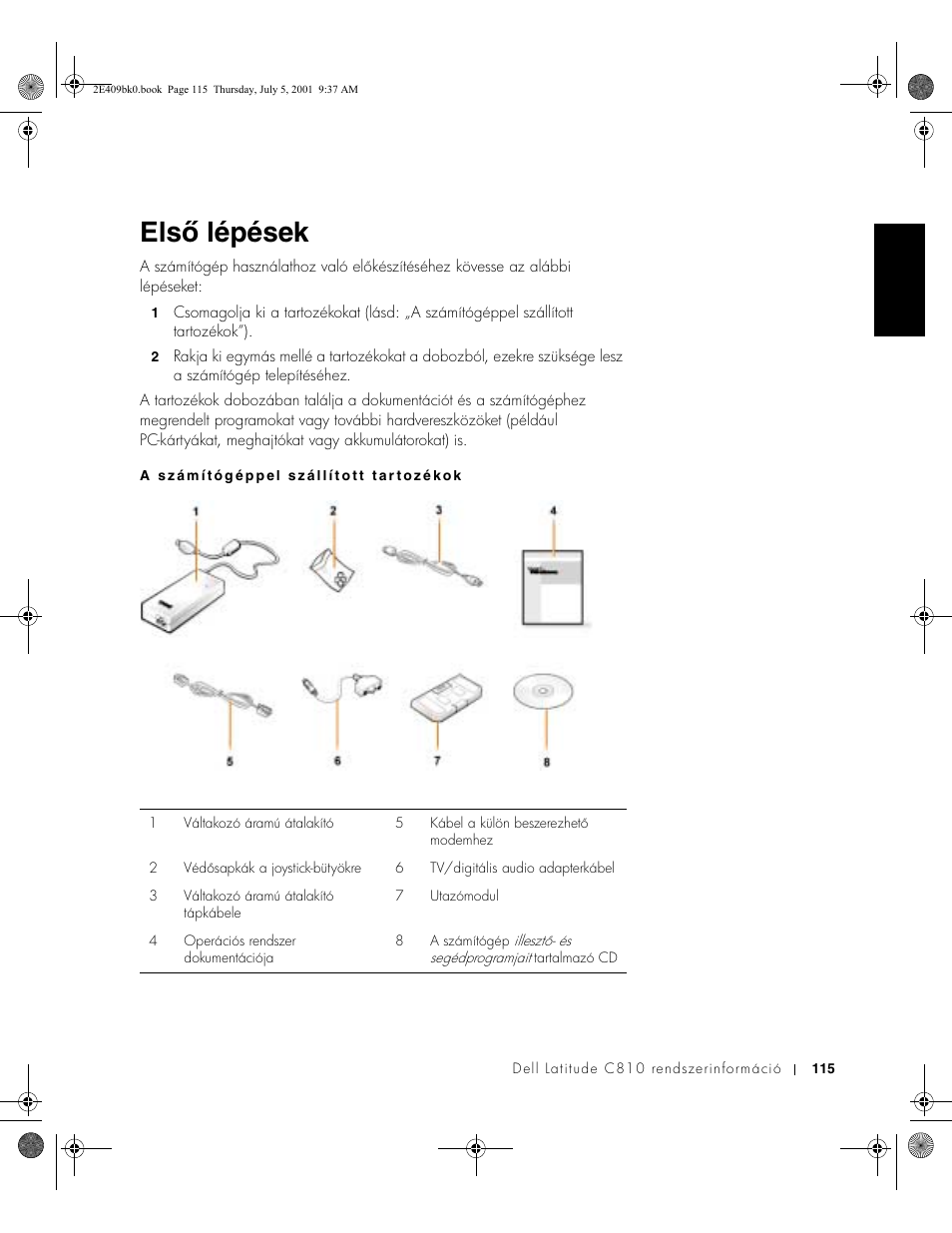 Elsõ lépések, Első lépések | Dell Latitude C810 User Manual | Page 117 / 304