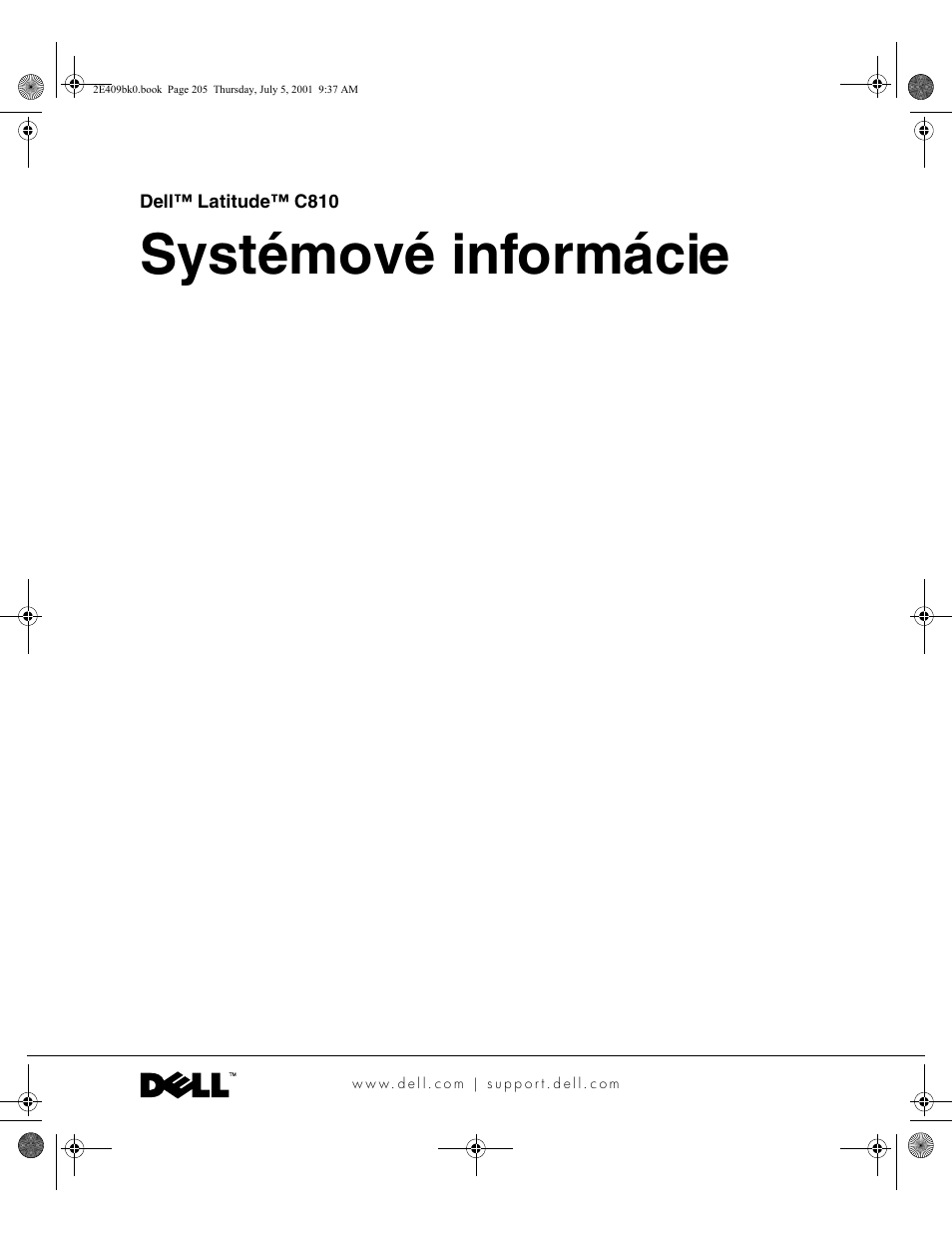 Systémové informácie | Dell Latitude C810 User Manual | Page 207 / 304