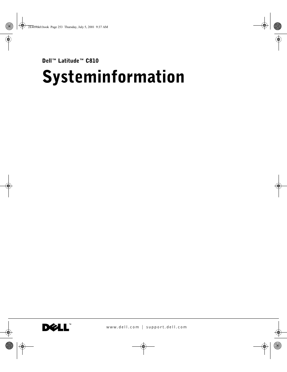 Systeminformation | Dell Latitude C810 User Manual | Page 255 / 304