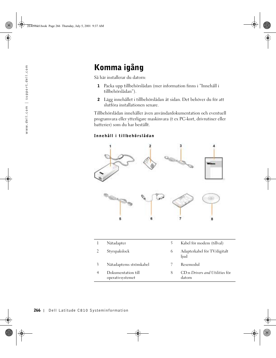 Komma igång | Dell Latitude C810 User Manual | Page 268 / 304