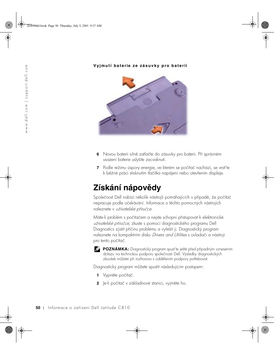 Získání nápovědy | Dell Latitude C810 User Manual | Page 52 / 304