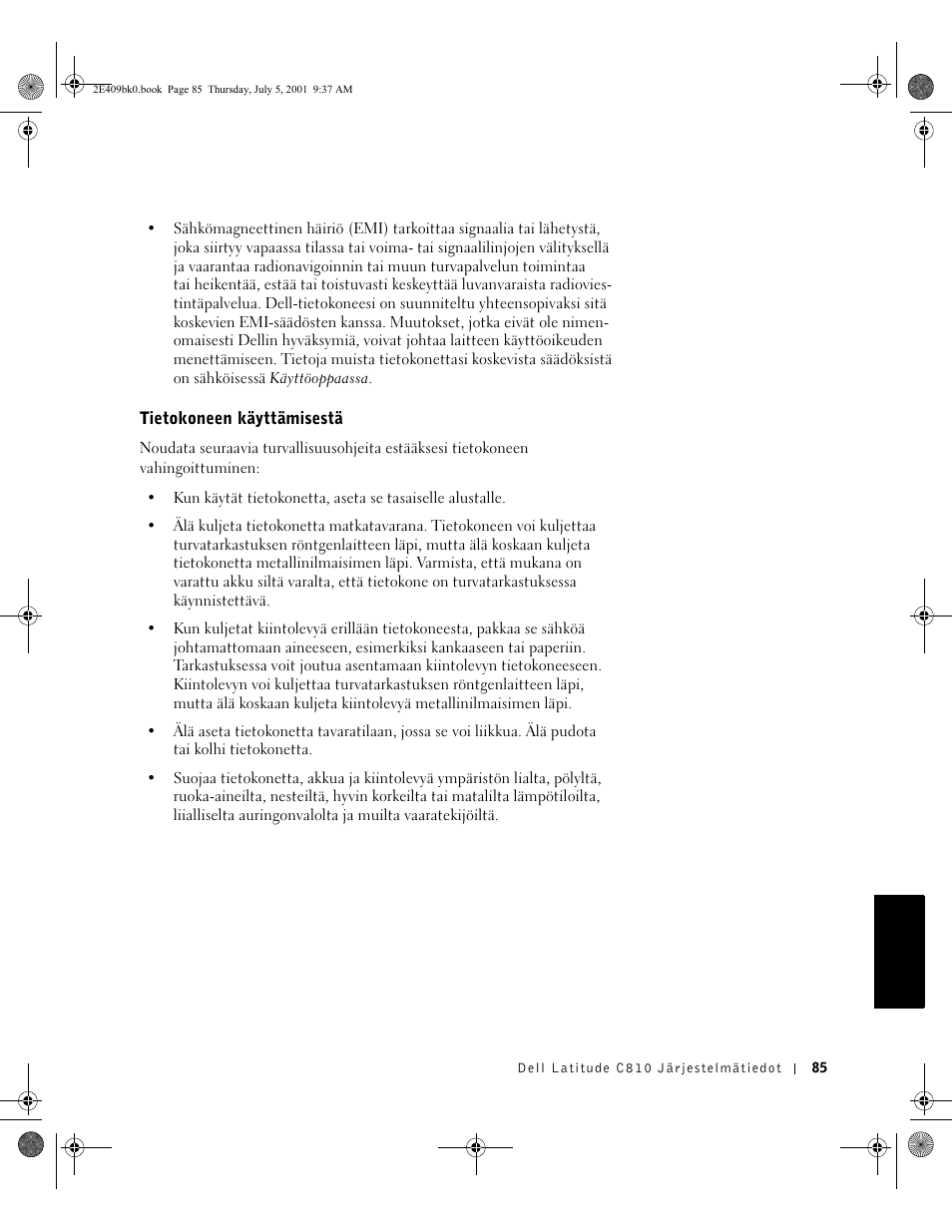 Tietokoneen käyttämisestä | Dell Latitude C810 User Manual | Page 87 / 304