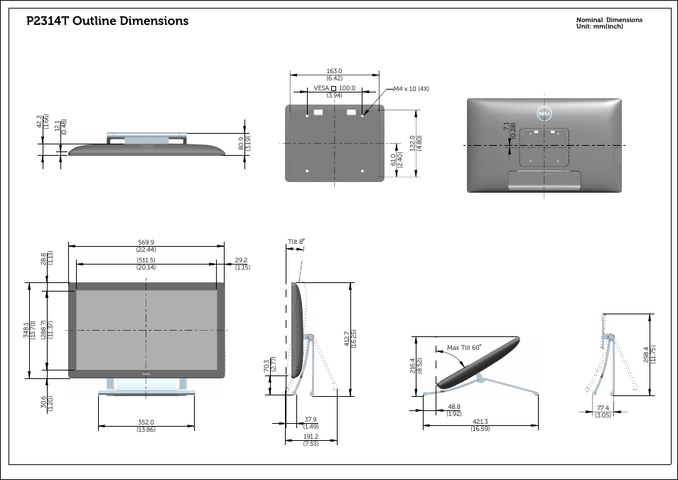 Dell P2714T Multi Touch Monitor with LED User Manual | 2 pages