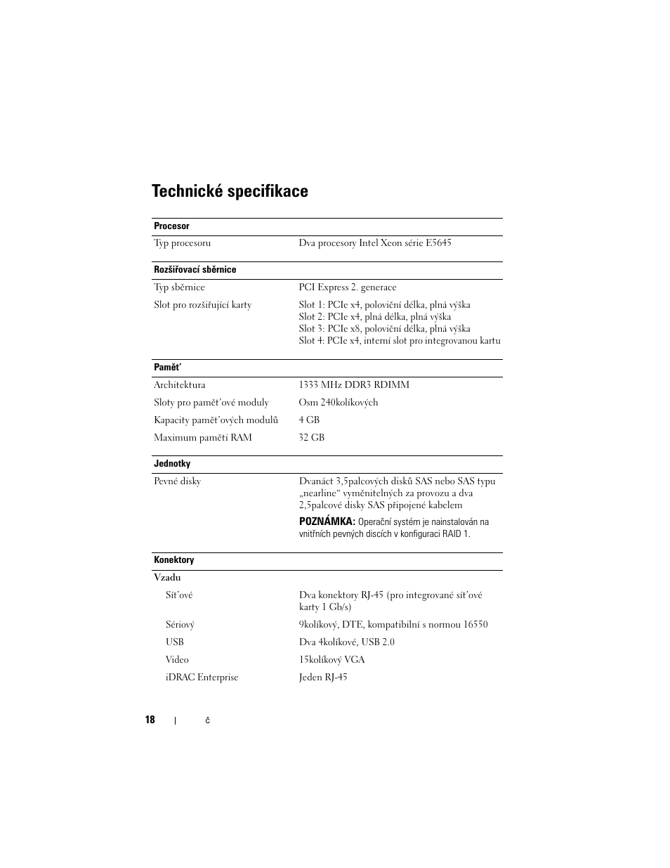 Technické specifikace | Dell DR4000 User Manual | Page 20 / 116