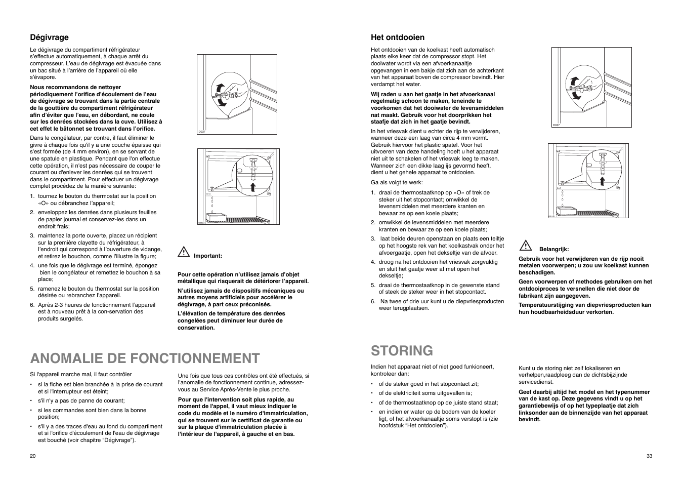Anomalie de fonctionnement, Storing | REX ZA 26 S User Manual | Page 20 / 26
