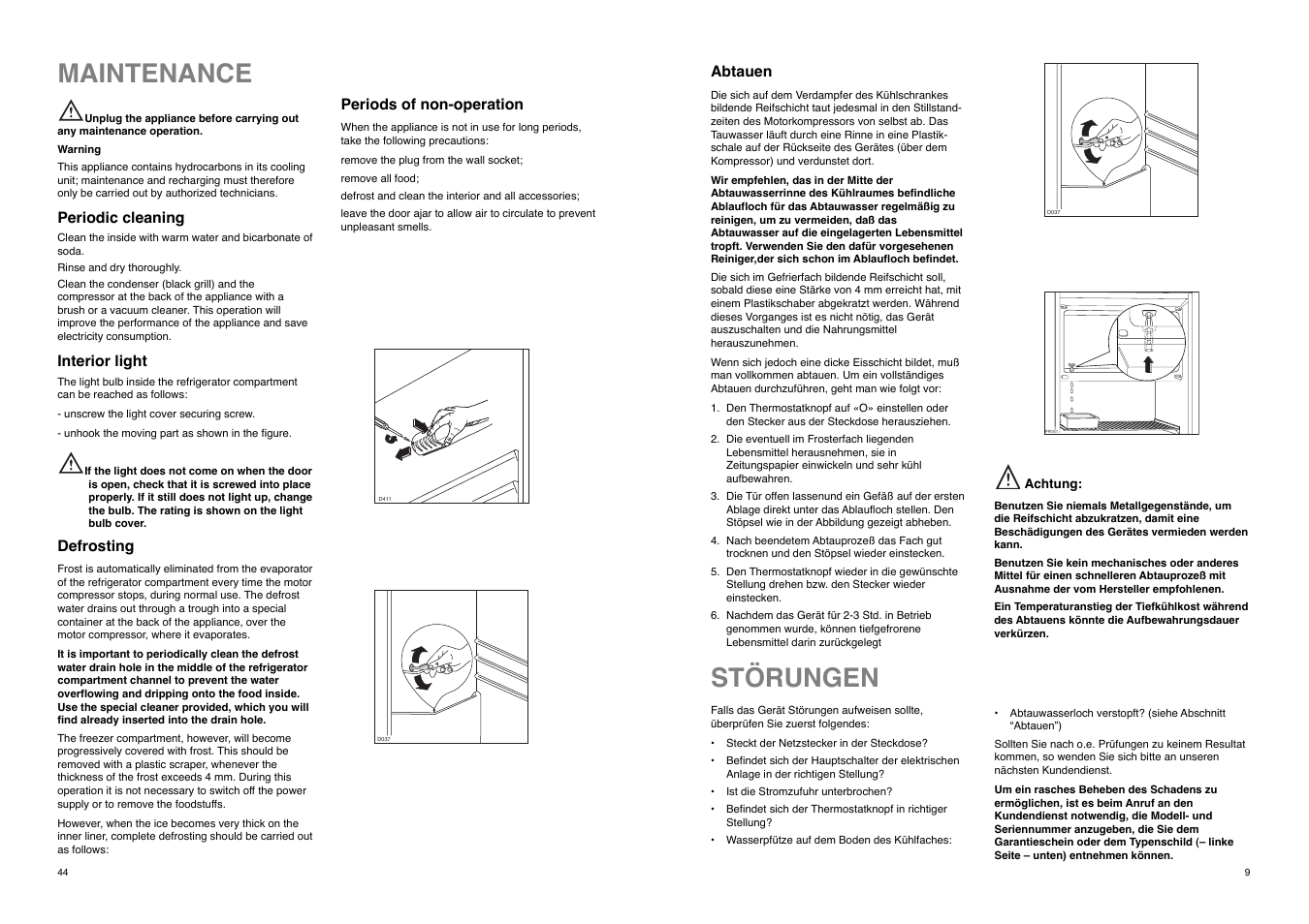 St…rungen, Maintenance | REX ZA 26 S User Manual | Page 9 / 26