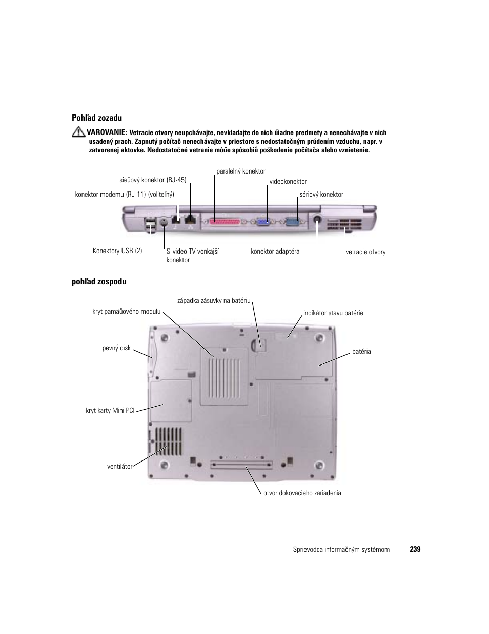 Poh ad zozadu, Poh ad zospodu | Dell Latitude D505 User Manual | Page 241 / 322