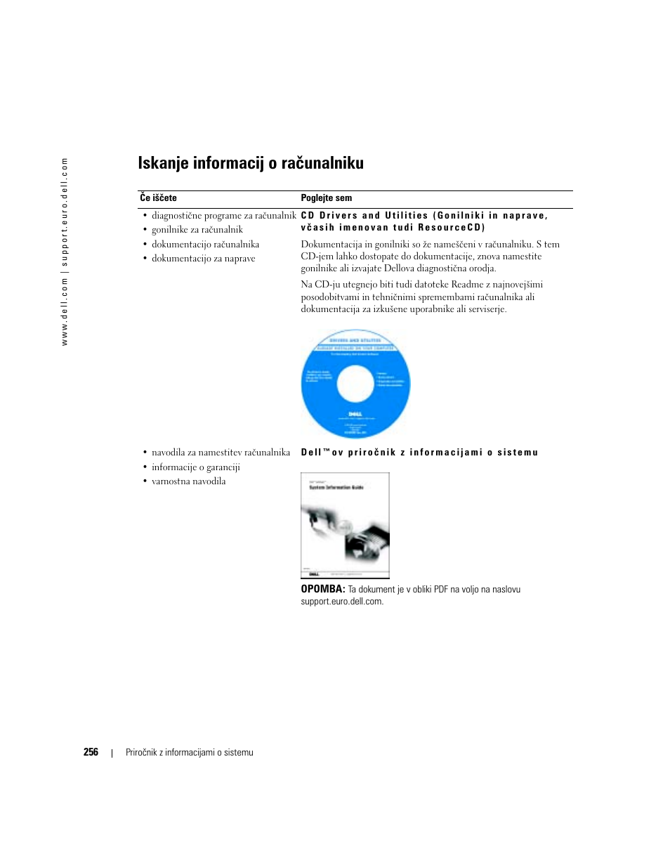 Iskanje informacij o računalniku | Dell Latitude D505 User Manual | Page 258 / 322