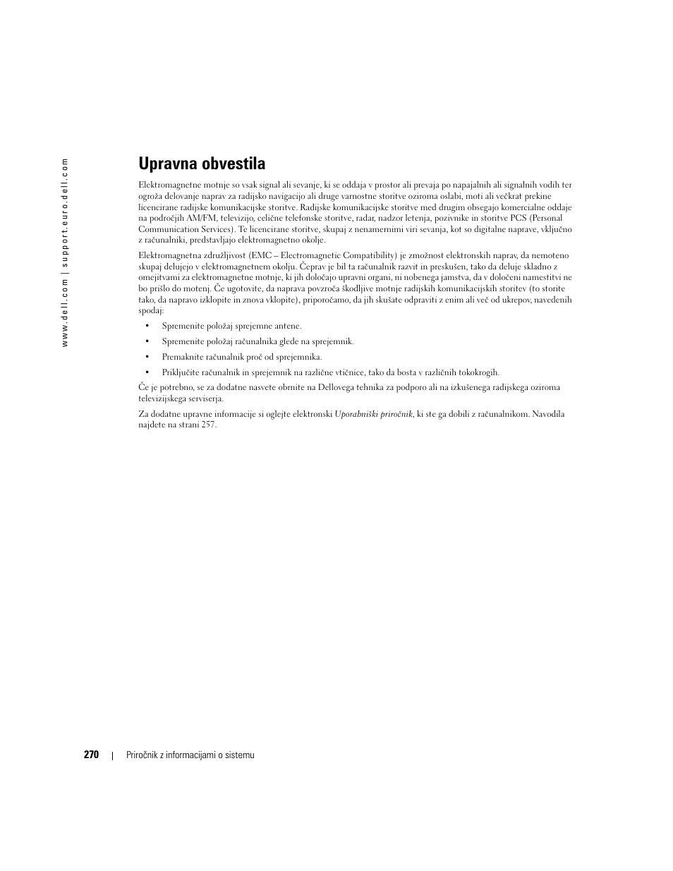 Upravna obvestila | Dell Latitude D505 User Manual | Page 272 / 322