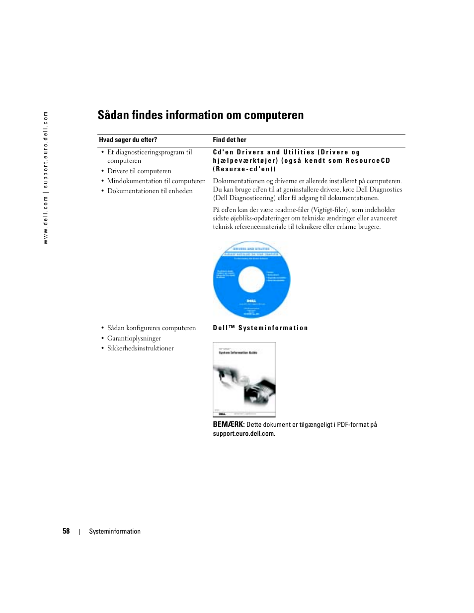 Sådan findes information om computeren | Dell Latitude D505 User Manual | Page 60 / 322