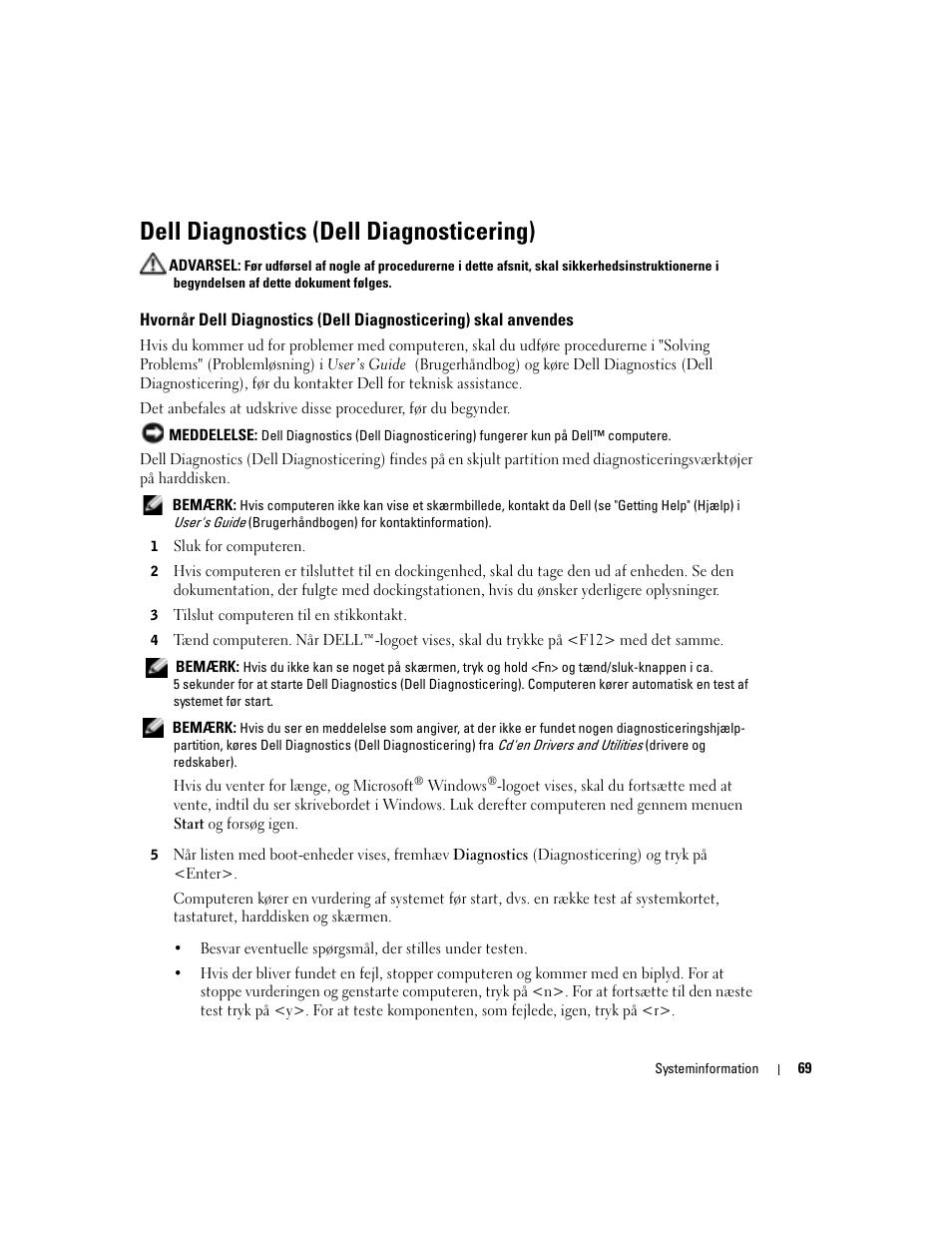 Dell diagnostics (dell diagnosticering) | Dell Latitude D505 User Manual | Page 71 / 322