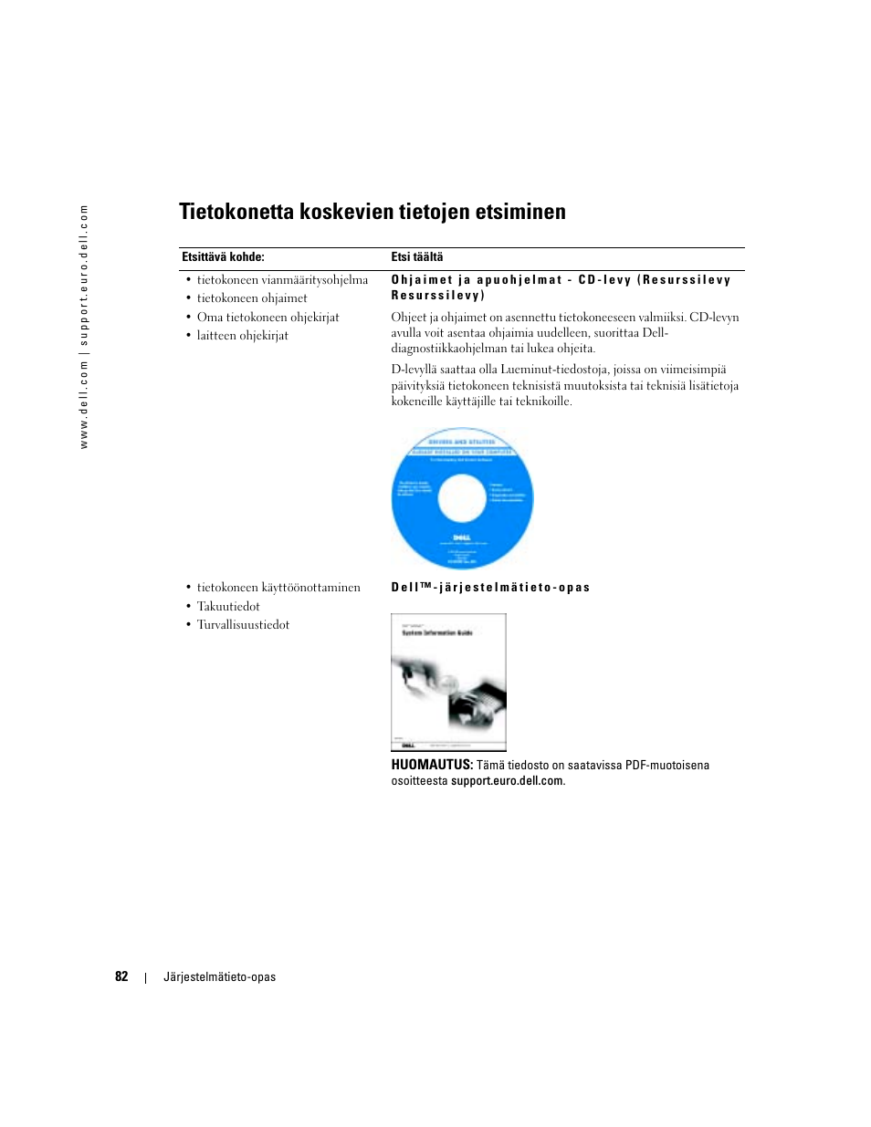 Tietokonetta koskevien tietojen etsiminen | Dell Latitude D505 User Manual | Page 84 / 322