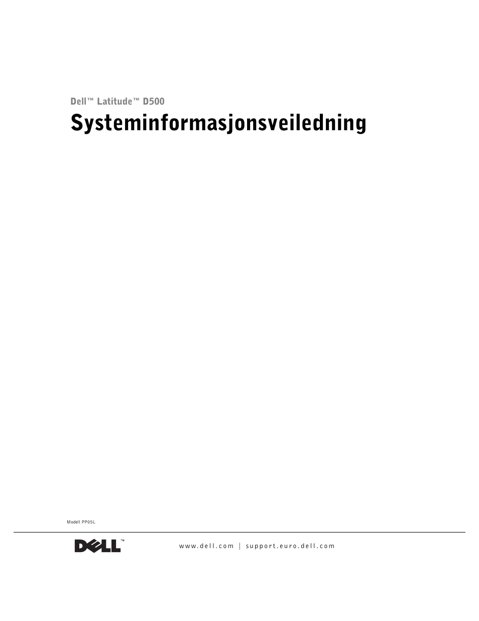 Systeminformasjonsveiledning | Dell Latitude D500 User Manual | Page 163 / 352