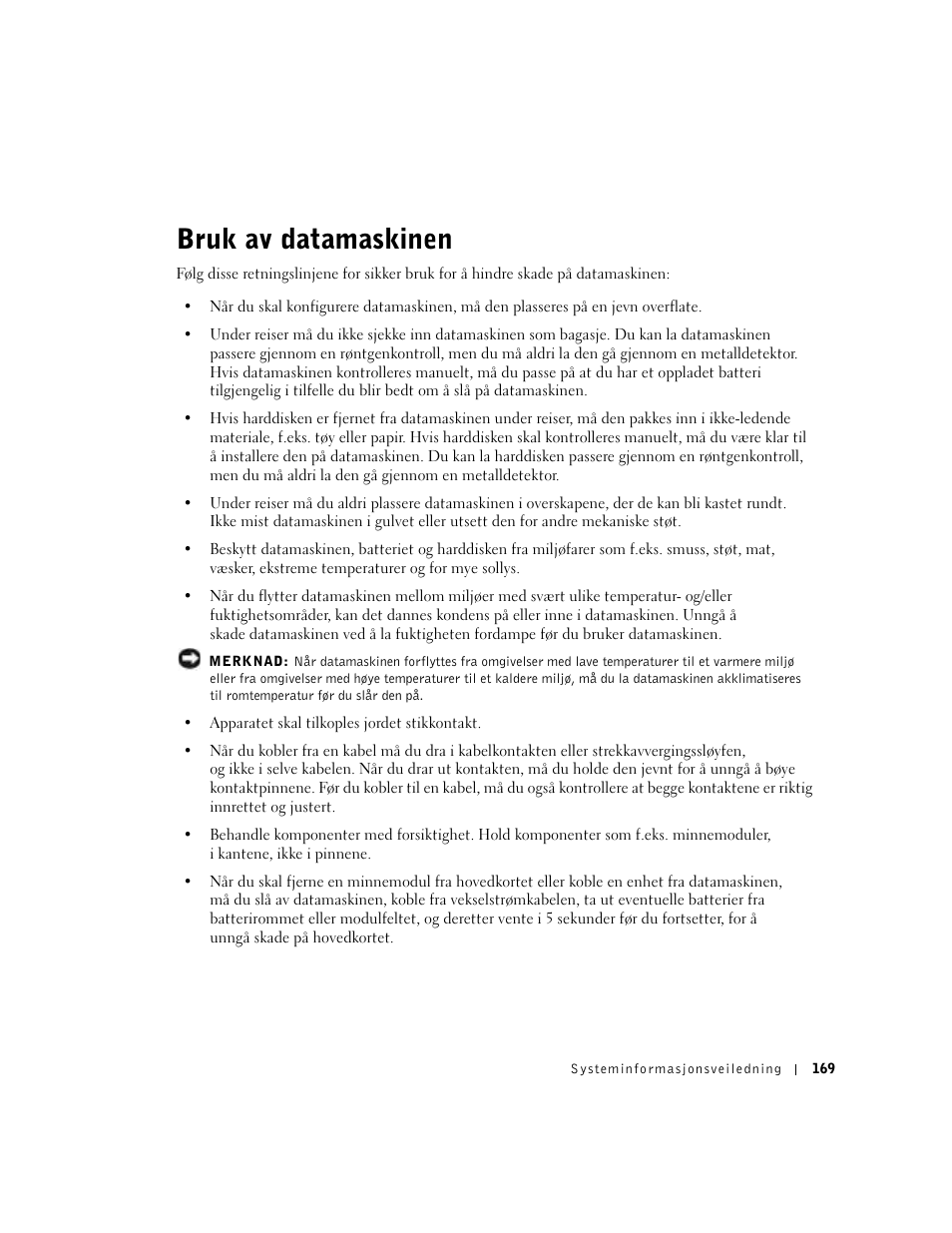 Bruk av datamaskinen | Dell Latitude D500 User Manual | Page 171 / 352