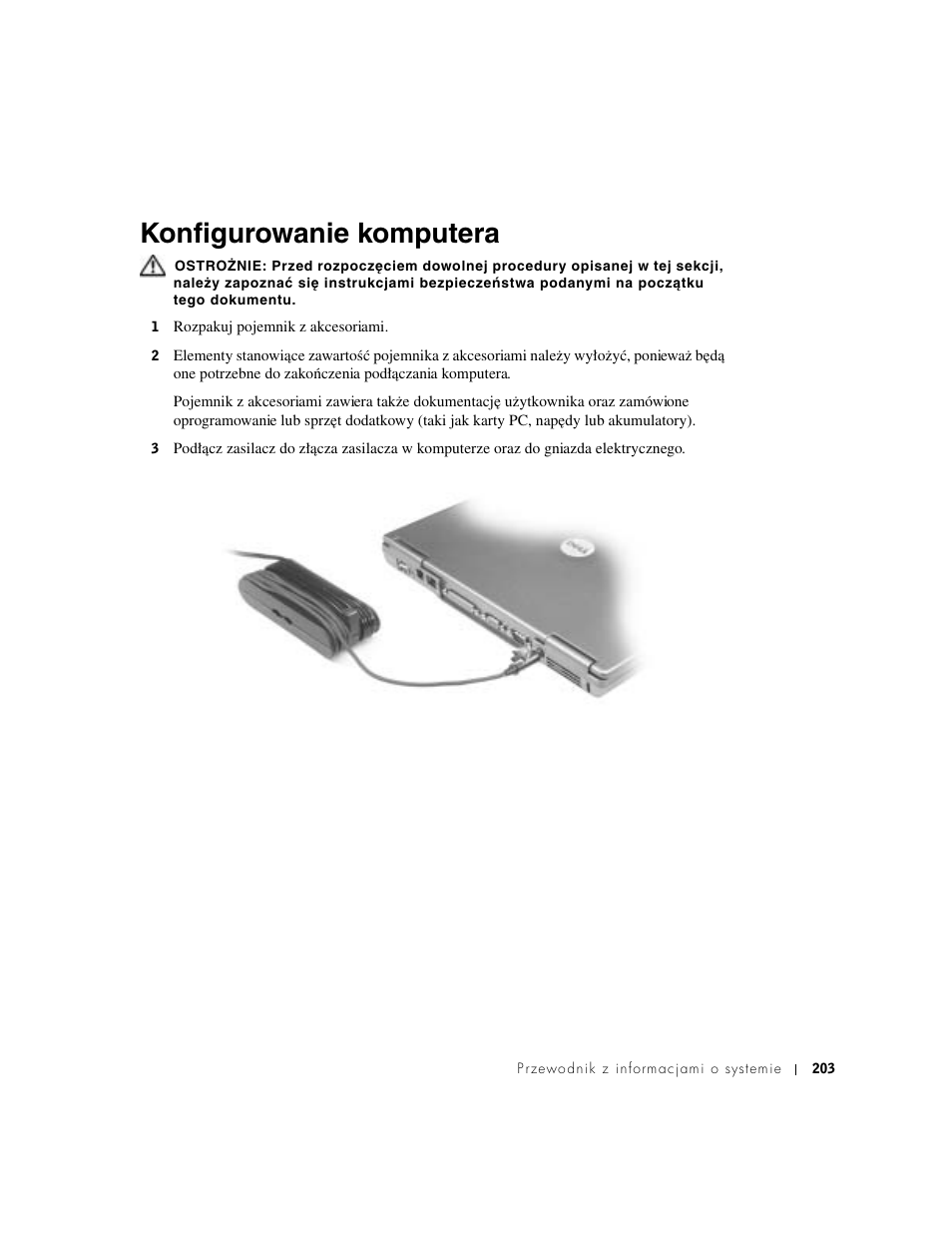 Konfigurowanie komputera | Dell Latitude D500 User Manual | Page 205 / 352