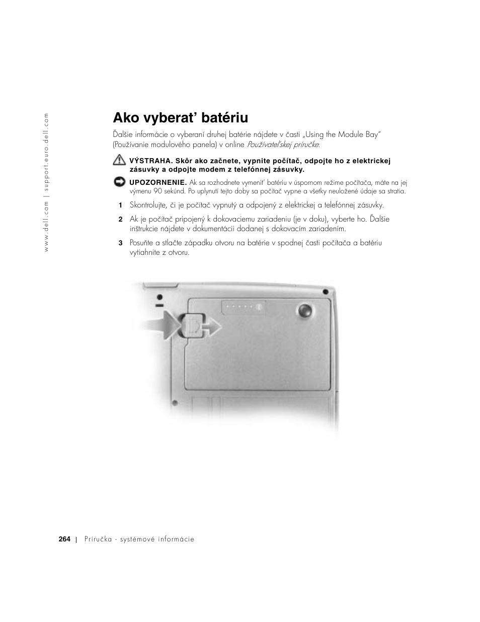 Ako vyberat’ batériu | Dell Latitude D500 User Manual | Page 266 / 352