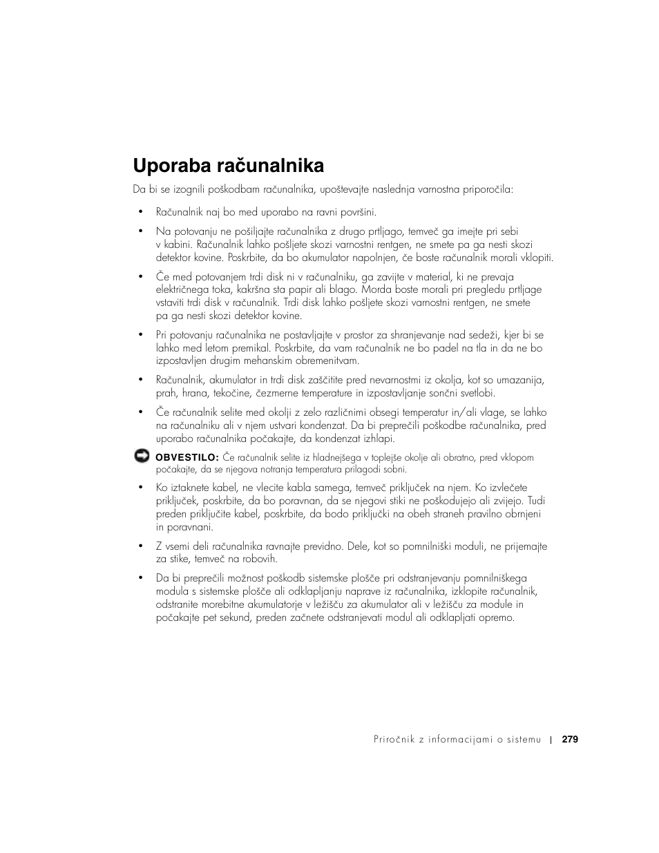 Uporaba računalnika | Dell Latitude D500 User Manual | Page 281 / 352