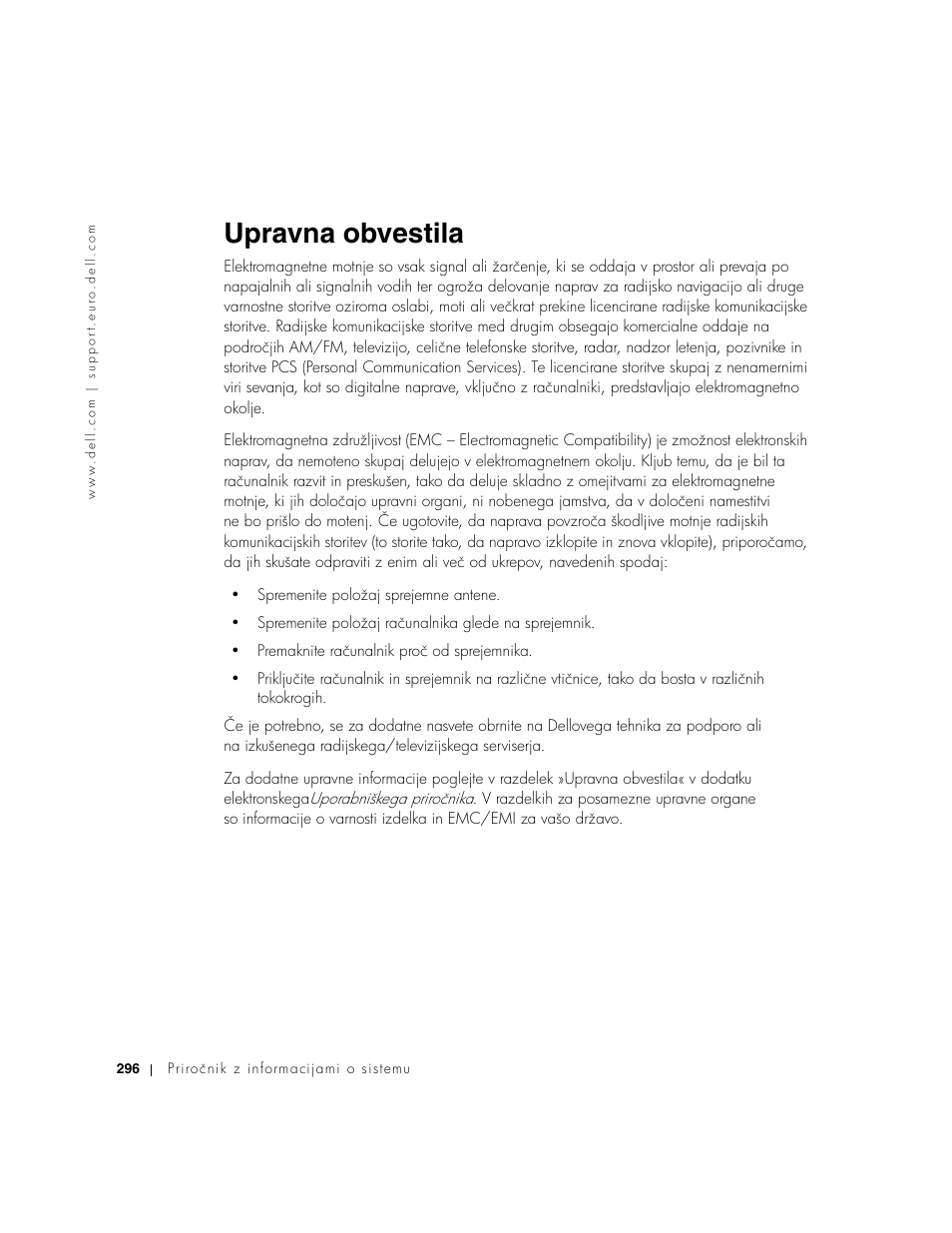 Upravna obvestila | Dell Latitude D500 User Manual | Page 298 / 352