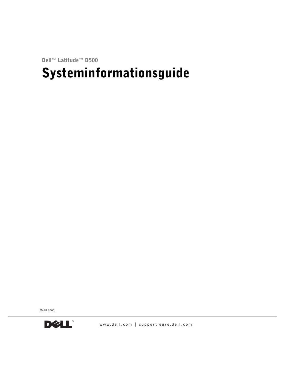 Systeminformationsguide | Dell Latitude D500 User Manual | Page 299 / 352